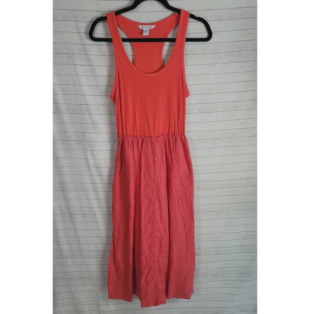 Athleta Baja Linen Midi Dress in Baja Red, sz Small